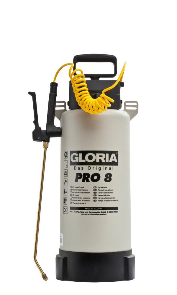 GLORIA PRO8 |  8.0L Industril Grade Poly Sprayer | SPIRAL HOSE - Bravo Pty Ltd